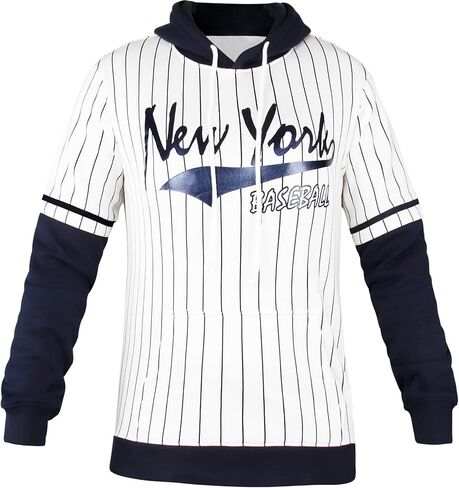 سويت شيرت بقلنسوة للنساء من Baseball City Fans Crewneck Cage - أبيض وكحلي in Kuwait