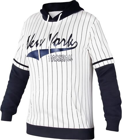 سويت شيرت بقلنسوة للنساء من Baseball City Fans Crewneck Cage - أبيض وكحلي in Kuwait