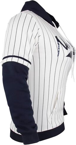 سويت شيرت بقلنسوة للنساء من Baseball City Fans Crewneck Cage - أبيض وكحلي in Kuwait