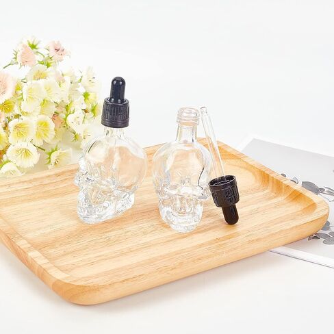 BENECREAT 2Pcs 1.69oz Skull Glass Dropper Bottles Empty Clear Dropper Bottle with 2pcs Hopper and 2pcs 1ml Pipettes for Terror Halloween Decoration, Flavor and Oil Dispenser in Saudi Arabia