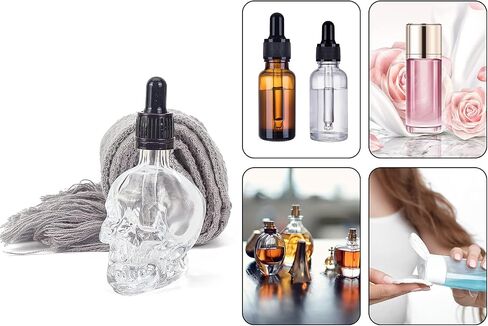 BENECREAT 2Pcs 1.69oz Skull Glass Dropper Bottles Empty Clear Dropper Bottle with 2pcs Hopper and 2pcs 1ml Pipettes for Terror Halloween Decoration, Flavor and Oil Dispenser in Saudi Arabia