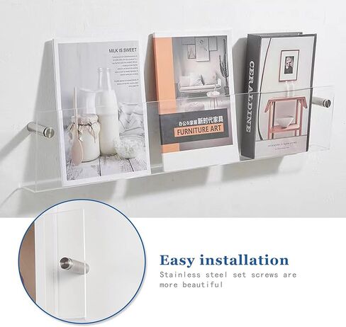 lesolar 4Pcs Wall Mount Magazine Holder Clear Acrylic Brochure Holder Hanging Bookshelf Magazine Rack Literature Book Storage Organizer for Office Waiting Room Church Coffee Shop Home in Kuwait