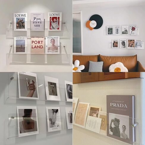 lesolar 4Pcs Wall Mount Magazine Holder Clear Acrylic Brochure Holder Hanging Bookshelf Magazine Rack Literature Book Storage Organizer for Office Waiting Room Church Coffee Shop Home in Kuwait