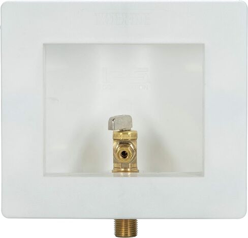 صندوق مخرج صانعة الثلج المربع من Water-Tite 88017 - صمام محلي نحاسي ربع دورة، وصلة عرق 1/2 بوصة، بلاستيك أبيض in Kuwait