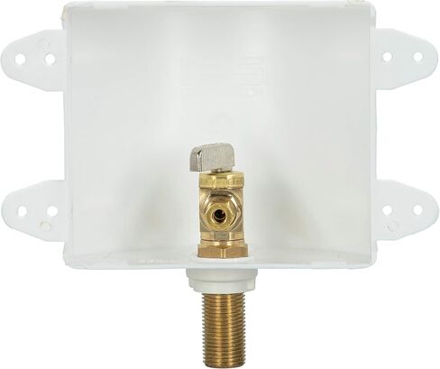 صندوق مخرج صانعة الثلج المربع من Water-Tite 88017 - صمام محلي نحاسي ربع دورة، وصلة عرق 1/2 بوصة، بلاستيك أبيض in Kuwait