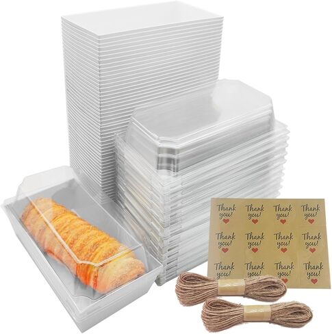 50 Pack Mini Cake Boxes Rectangle, Small Pastry Boxes Dessert Sweet Boxes Clear To Go Treat Boxes, Disposable Cookie Cake Containers (50-pink) in Saudi Arabia