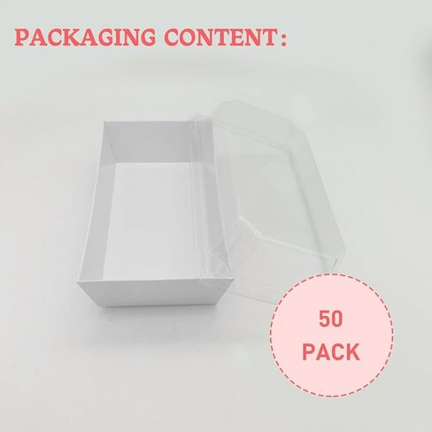 50 Pack Mini Cake Boxes Rectangle, Small Pastry Boxes Dessert Sweet Boxes Clear To Go Treat Boxes, Disposable Cookie Cake Containers (50-pink) in Saudi Arabia
