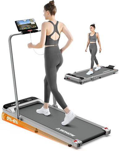 2 in 1 Walking Pad, Under Desk Treadmill with Incline for Home Office, 3.0HP Folding Treadmill with 300 Lbs Weight Capacity, Speaker, Remote Control and LED Display in Saudi Arabia