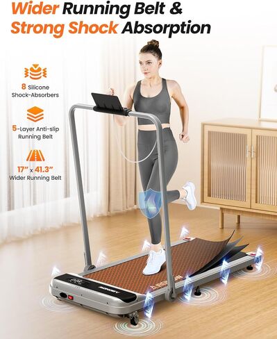 2 in 1 Walking Pad, Under Desk Treadmill with Incline for Home Office, 3.0HP Folding Treadmill with 300 Lbs Weight Capacity, Speaker, Remote Control and LED Display in Saudi Arabia