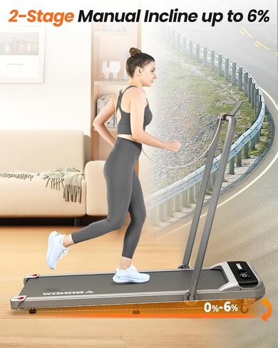 2 in 1 Walking Pad, Under Desk Treadmill with Incline for Home Office, 3.0HP Folding Treadmill with 300 Lbs Weight Capacity, Speaker, Remote Control and LED Display in Saudi Arabia