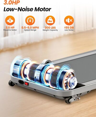 2 in 1 Walking Pad, Under Desk Treadmill with Incline for Home Office, 3.0HP Folding Treadmill with 300 Lbs Weight Capacity, Speaker, Remote Control and LED Display in Saudi Arabia