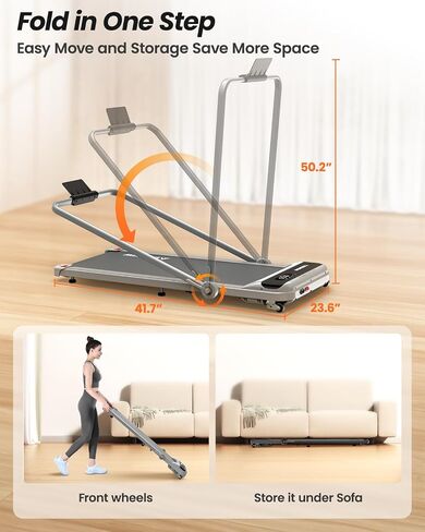 2 in 1 Walking Pad, Under Desk Treadmill with Incline for Home Office, 3.0HP Folding Treadmill with 300 Lbs Weight Capacity, Speaker, Remote Control and LED Display in Saudi Arabia