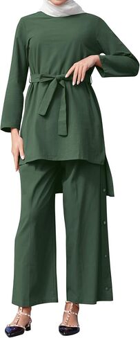 IBAKOM Muslim Clothes for Women Modest Abaya Button Down Robe Afghan Loose Pant Dubai Attire Islamic Plus Size Boho Caftan in Saudi Arabia