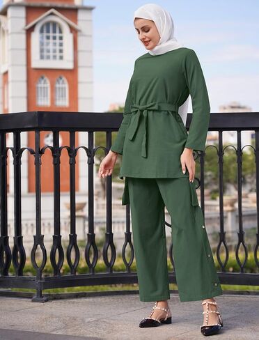 IBAKOM Muslim Clothes for Women Modest Abaya Button Down Robe Afghan Loose Pant Dubai Attire Islamic Plus Size Boho Caftan in Saudi Arabia