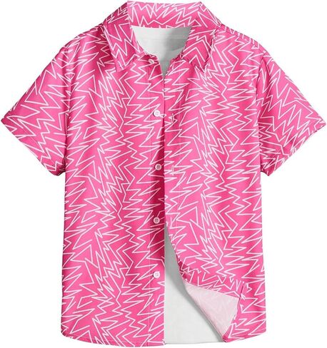 OYOANGLE Boy's Graphic Print Short Sleeve Button Down Collared Neck Summer Shirts Tops in Saudi Arabia