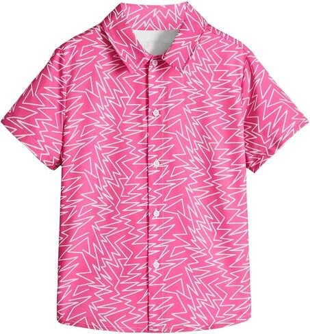 OYOANGLE Boy's Graphic Print Short Sleeve Button Down Collared Neck Summer Shirts Tops in Saudi Arabia