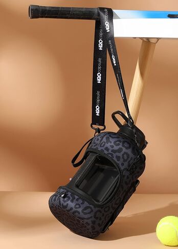 H2O Capsule 2.2L Half Gallon Water Bottle with Storage Sleeve and Removable Straw – BPA Free Large Reusable Drink Container with Handle - Big Sports Jug, 2.2 Liter (74 Ounce), Black Leopard in Saudi Arabia