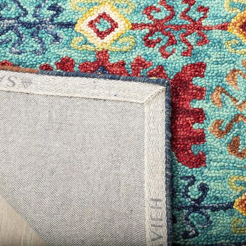 SAFAVIEH Aspen Collection Runner Rug - 2'3" x 8', Blue & Red, Handmade Boho Tribal Wool, Ideal for High Traffic Areas in Living Room, Bedroom (APN503A) in Saudi Arabia