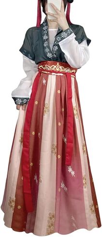 فستان Hanfu النسائي الحديث بياقة دائرية Duijin Qiyao Ruqun الصينية تانغ سلالة التقليدية زي الرقص أداء ارتداء in Kuwait