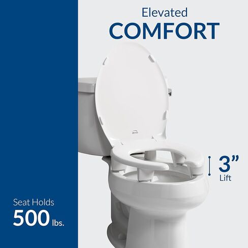 Bemis Steadfast 3" Raised Toilet Seat with Open-Front, Hinges that Never Loosen, Elongated in Kuwait