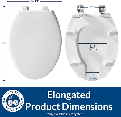 Bemis Steadfast 3" Raised Toilet Seat with Open-Front, Hinges that Never Loosen, Elongated in Kuwait