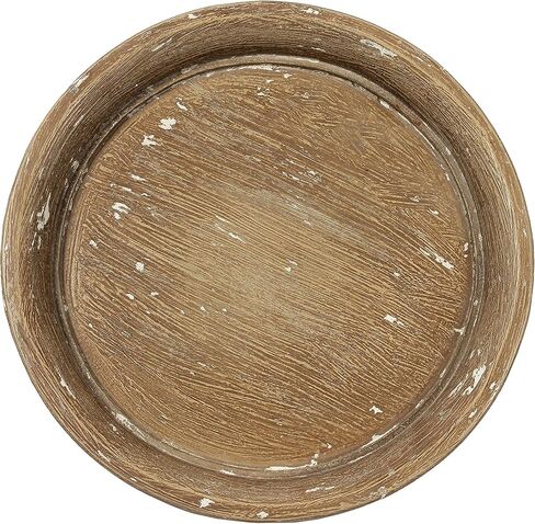 SOFE Handcrafted 12 Inch Round Wood Pedestal Stand - Large Round Serving Tray - Unique Small Coffee Table - Farmhouse Decorative Trays for Living Room Entryway Decor Organization in Saudi Arabia