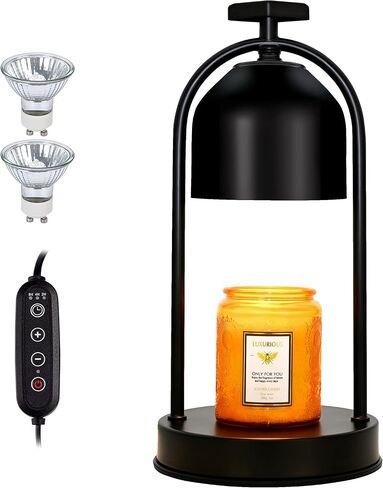 Candle Warmer Lamp with 2 Bulbs,Electric Candle Warmer with Timer,Christmas Gifts for Candle Lovers,Dimmable Candle Lamp,Compatible with Various Candles, Candle Holders for Home Decor,Black in Saudi Arabia