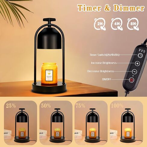 Candle Warmer Lamp with 2 Bulbs,Electric Candle Warmer with Timer,Christmas Gifts for Candle Lovers,Dimmable Candle Lamp,Compatible with Various Candles, Candle Holders for Home Decor,Black in Saudi Arabia