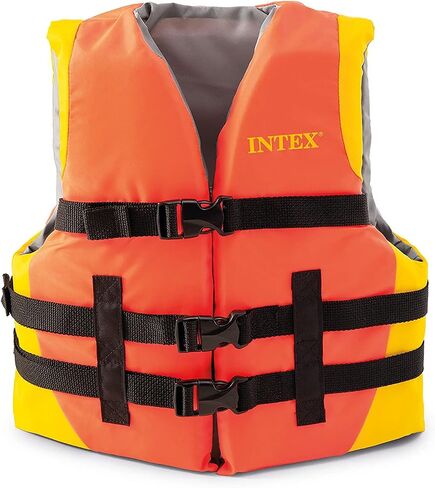 INTEX Adjustable Life Jacket: Perfect for Boating and Water Sports – Durable Nylon – Breathable Straps with Buckles – Coast Guard Approved Type III PFD – Sporty Design in Saudi Arabia