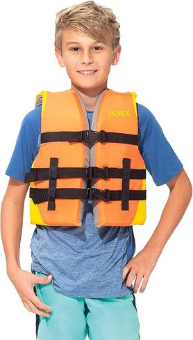 INTEX Adjustable Life Jacket: Perfect for Boating and Water Sports – Durable Nylon – Breathable Straps with Buckles – Coast Guard Approved Type III PFD – Sporty Design in Saudi Arabia