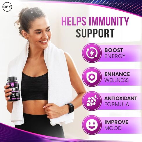 DFY Immune Support Capsules - with Elderberry Sambucus, Vitamin C, Sambucus Elderberry, Vitamin D3 5000 IU, Zinc, and Ginger in Saudi Arabia