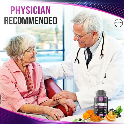 DFY Immune Support Capsules - with Elderberry Sambucus, Vitamin C, Sambucus Elderberry, Vitamin D3 5000 IU, Zinc, and Ginger in Saudi Arabia