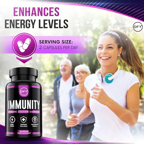 DFY Immune Support Capsules - with Elderberry Sambucus, Vitamin C, Sambucus Elderberry, Vitamin D3 5000 IU, Zinc, and Ginger in Saudi Arabia