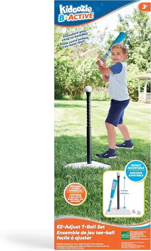 Kidoozie EZ-Adjust T-Ball Set - Height-Adjustable T-Ball Set for Kids - Soft Foam Bat and 3 Tee Balls Included, Medium in Saudi Arabia