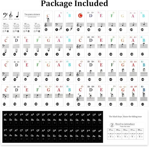 Piano Key Stickers, Piano Stickers 88 Keys, 61 Key Piano Keyboard, Musical Keyboards for Adult Beginners, Piano Stickers for Beginners, Removable Piano Keyboard Note Labels Piano Key Labels in Saudi Arabia
