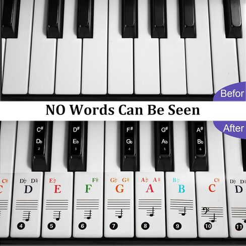 Piano Key Stickers, Piano Stickers 88 Keys, 61 Key Piano Keyboard, Musical Keyboards for Adult Beginners, Piano Stickers for Beginners, Removable Piano Keyboard Note Labels Piano Key Labels in Saudi Arabia