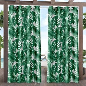 Exclusive Home Jamaica Palm Indoor/Outdoor Light Filtering Grommet Top Curtain Panel, 54"x84", Green, Set of 2