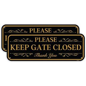 2PC Please Keep Gate Closed Sign, 10 x 3.5 Inches - Aluminum - Please Close Gate Thank You Sign