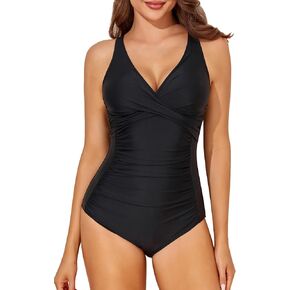 Smismivo Tummy Control Swimsuits for Women Slimming One Piece Bathing Suit Full Coverage Push Up Swimwear