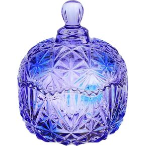 Vintage European Royal Glass Jar, Candy Jar with Lid Small Item Storage Jar (Purple Glaze)