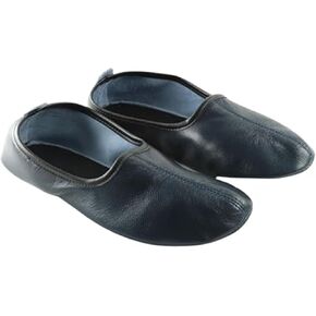 Women's Indoor Leather Slippers Dark Green Traditional Babouche House Shoes Barefoot Moccasin Tai Chi Shoes