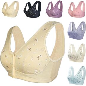 Front Button Bra，Front Closure Breathable Everyday Sports Bras Comfort No Steel Ring Cotton Bras for Women Girls