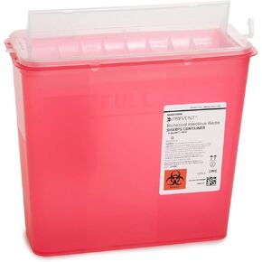 McKesson Prevent Sharps Container for Home Use, 5 Quart - for Biohazard Infectious Waste, Needle and Syringe Disposal - Translucent, Touchless Lid - Red, 1 Count