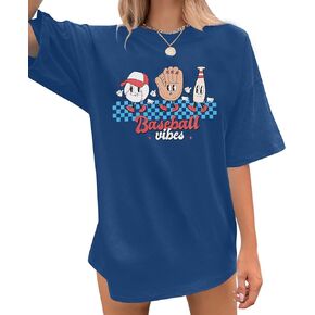 MOUSYA Baseball Mom Shirt Women Oversized Baseball Shirts Gameday Baseball Casual Short Sleeve Shirts
