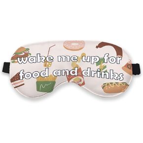 Funny Wake Me Up for Food and Drinks Eye Mask for Women Men Girls Kids, Funny Silk Blackout Eye Mask for Sleeping Travel, Adjustable Straps Soft Lightweight Sleep Mask Sleeping Eye Cover in Kuwait