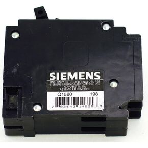 SIEMENS Q1520 Residential Circuit Breaker Plug in 15/20AMP 120V, Black