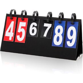Flip Scoreboard, 6 Digits Portable Tabletop Scorekeeper, Tabletop Score Flipper Flip up to 99, Score Number Flip Cards for Indoor Outdoor Sports Basketball Football Tennis Volleyball Ping Pong