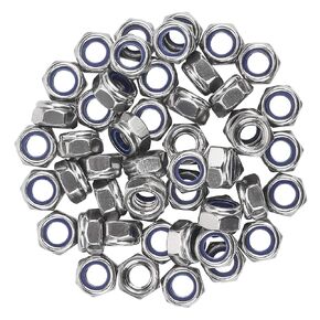 M8 x 1.25mm 304 Stainless Steel Self-Lock Nylon Inserted Hex Lock Nuts, Self Clinching Nuts, 50 PCS