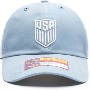 Team USA - US Soccer National Team 'Ace' Trucker Adjustable Soccer Hat (Light Blue/White)