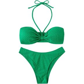 SweatyRocks Women's 2 Piece Bikini Swimsuit Floral Printed Criss Cross Bathing Suit